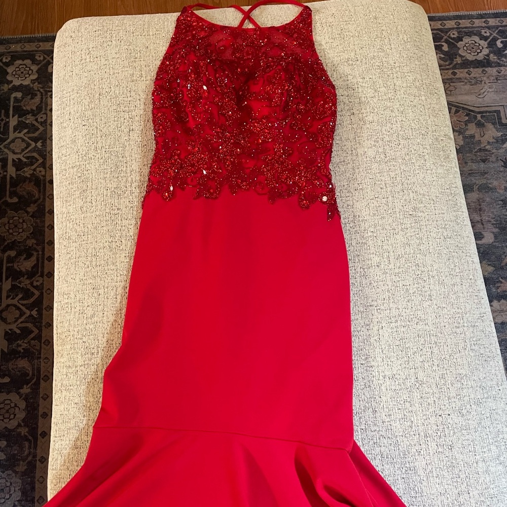 Mori Lee Red Beaded Dress